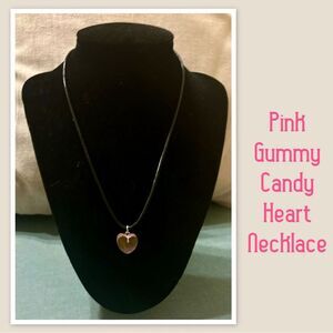Pink Gummy Candy Heart Necklace